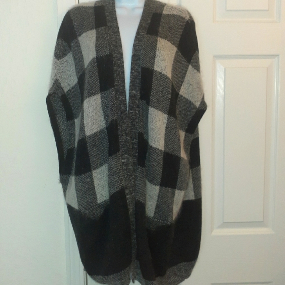 Banana Republic Buffalo Plaid Wool Mohair Blend Cardigan, XS/S